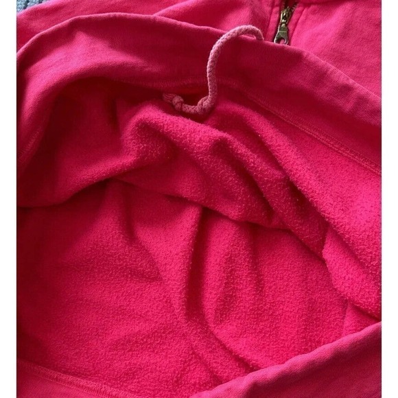 VICTORIAS Secret‎ Cropped 1/4 Zip Sweatshirt Drawstring Pink with Gold 90s Y2K - Picture 6 of 10